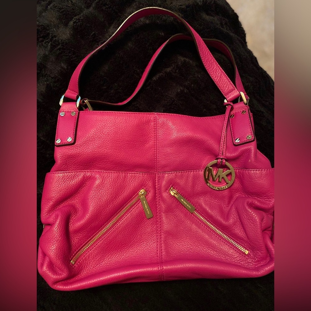 Vintage Deep Hot Pink Michael Kors Leather Purse